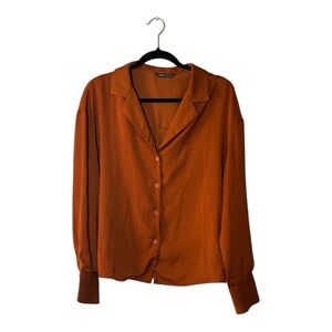 SHEIN Rust Button-Up Shirt
